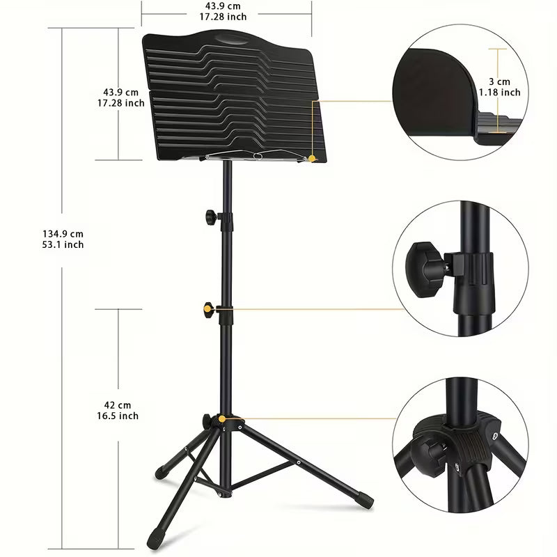 1pc Alloy Music Stand with Adjustable Tripod Base