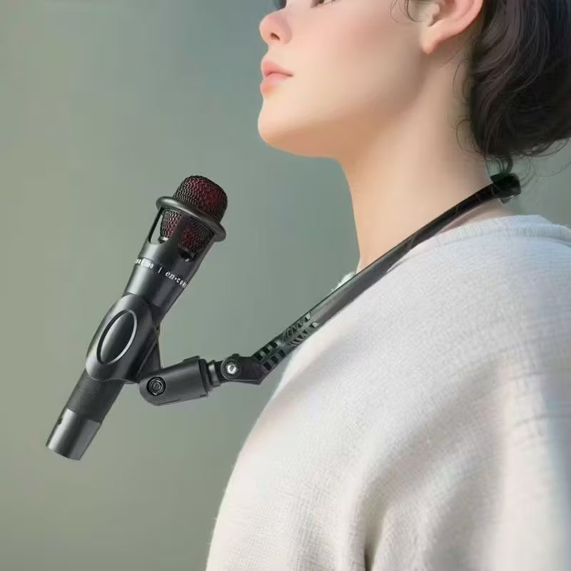 Professional Hands-Free Neck Microphone Stand with Adjustable Clip